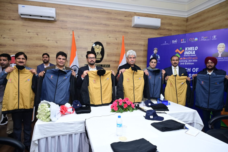 Anurag Singh Thakur along with LG J&K launches 3rd Khelo India Winter Games Mascot, Theme Song and Jersey