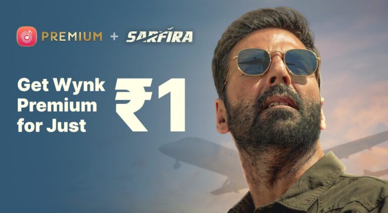 Wynk celebrates the release of Akshay Kumar starrer “Sarfira” with Rs 1/- subscription of Wynk Premium