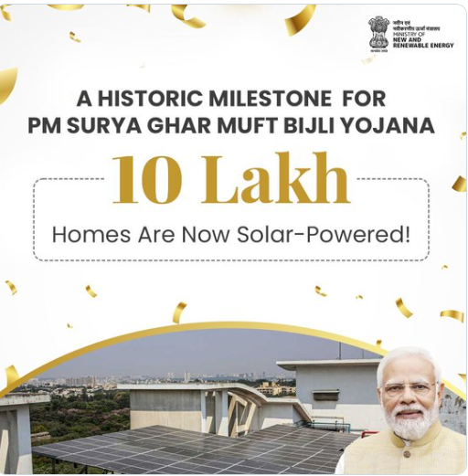 PM Surya Ghar Yojana Hits 10 Lakh Installations